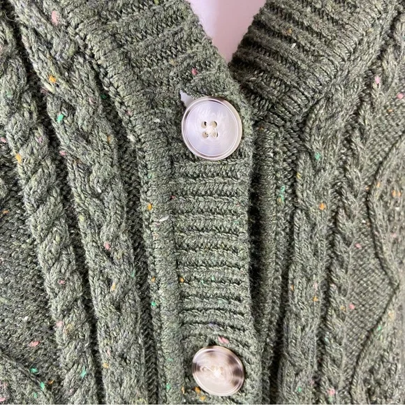 NWT New LOFT Forest Green Flecked Cable Knit Cardigan Sweater XLarge XL - Picture 6 of 11